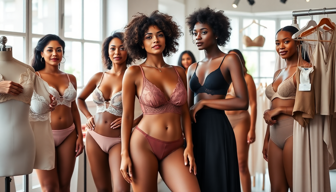 Flat lay comparison of a lace embroidered bralette set and a traditional structured bra