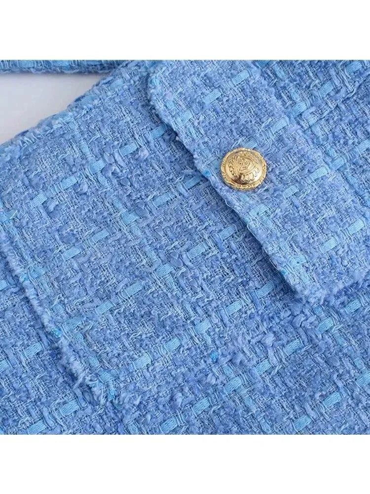 Cropped Tweed Jacket Blazer for Women