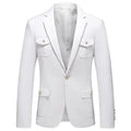 Men Blazer - Multi-Pocket White Blazer
