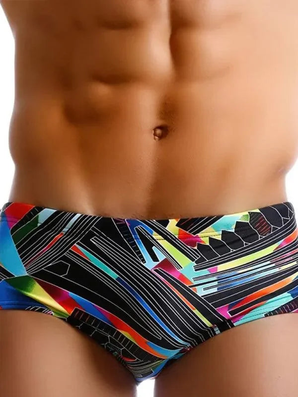 Men Geometric Swim Briefs
