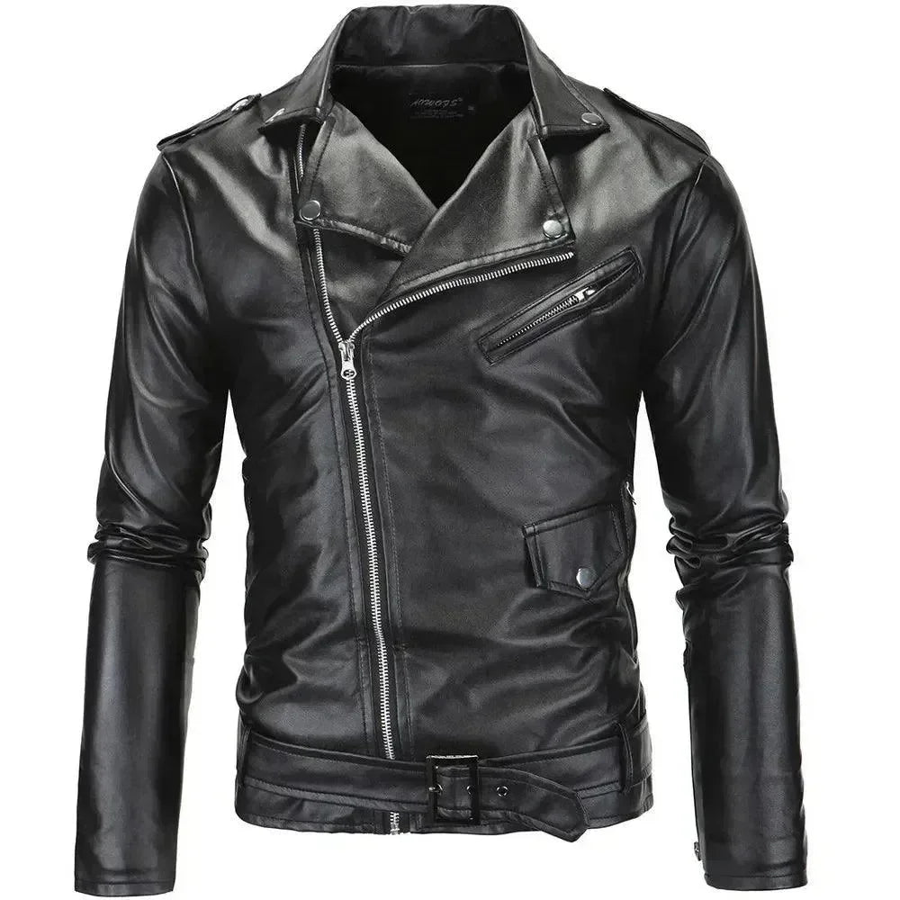 Men’s Biker Jacket Belted Hem Style