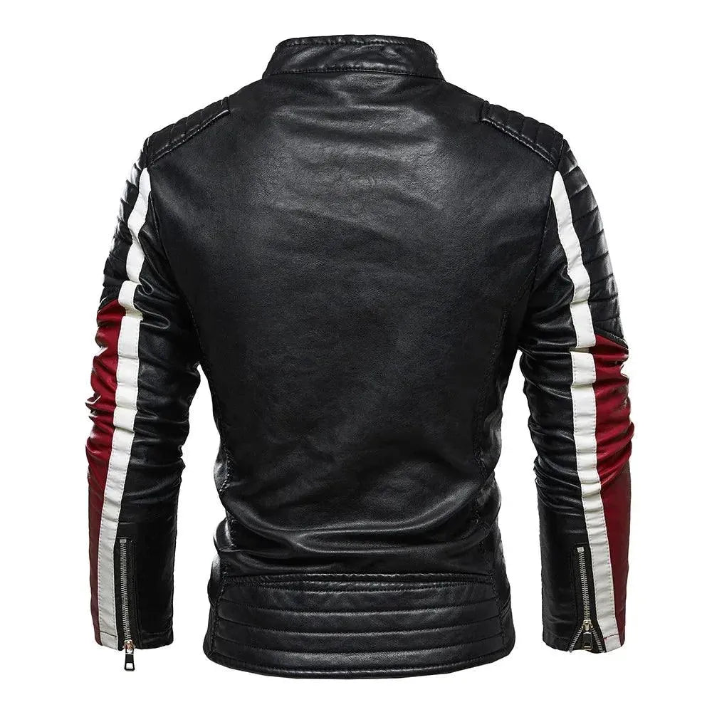 Men’s Biker Jacket Patchwork Fur Style