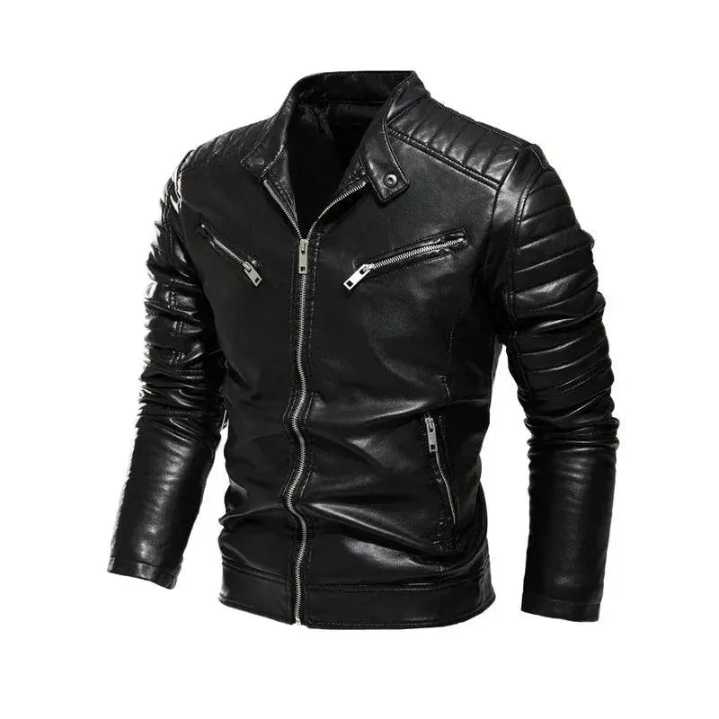 Men’s Biker Jacket Patchwork Fur Style