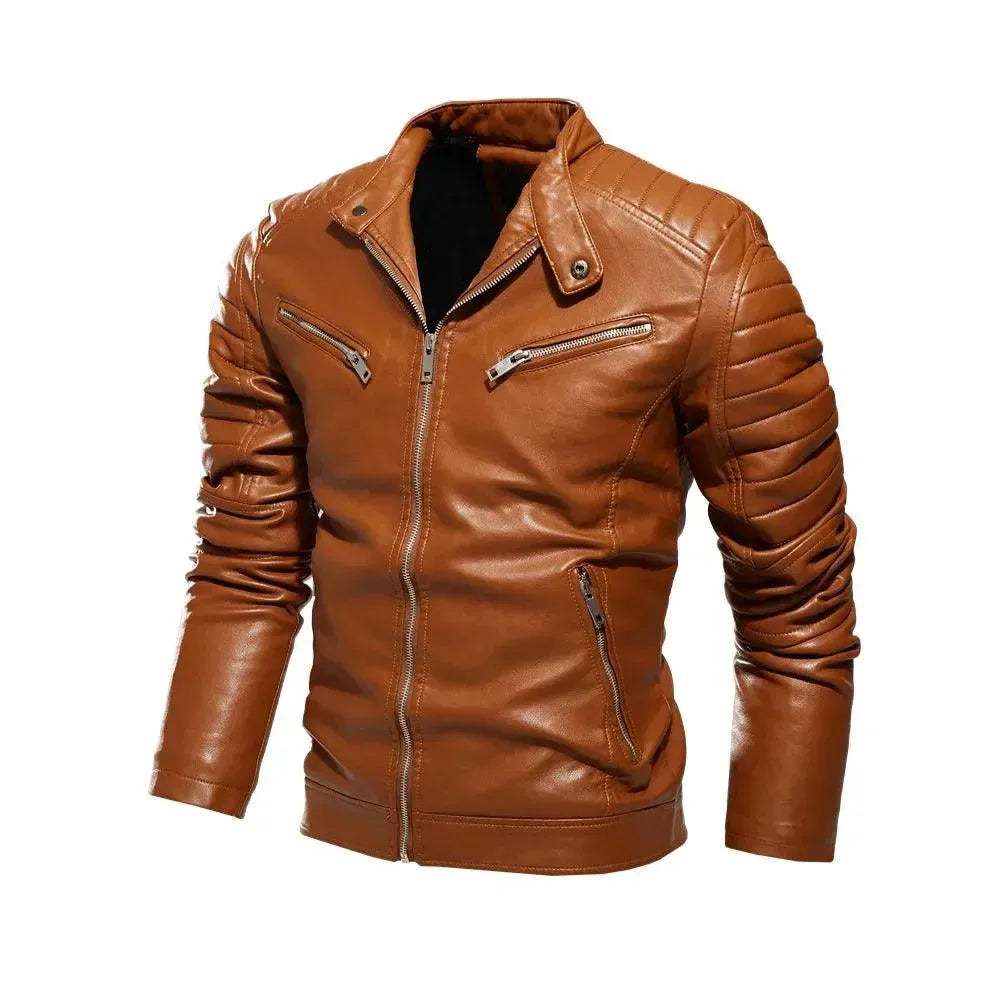 Men’s Biker Jacket Patchwork Fur Style