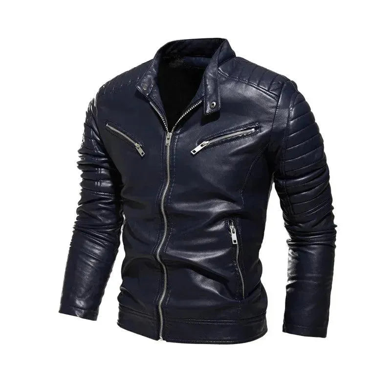 Men’s Biker Jacket Patchwork Fur Style