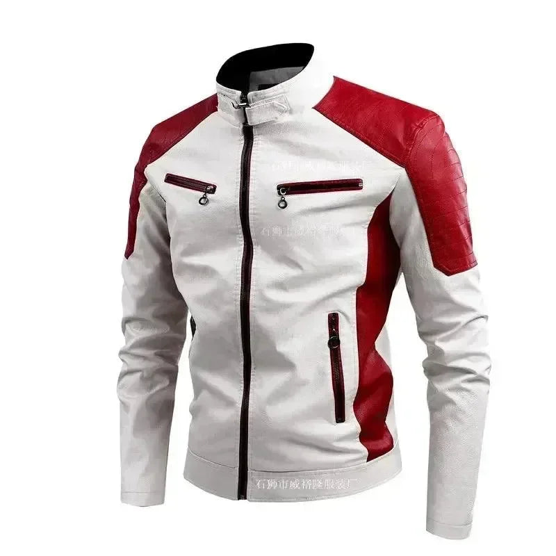 Men’s Biker Moto Jacket Turtleneck Style