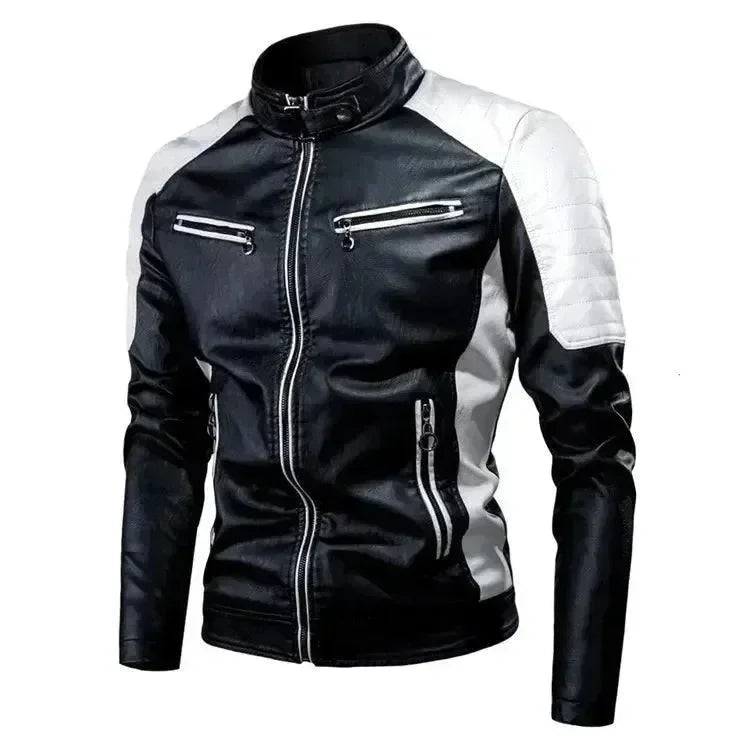 Men’s Biker Moto Jacket Turtleneck Style