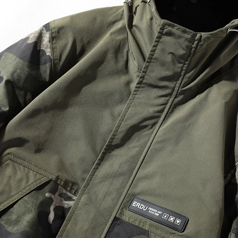 Men's Camo Bomber Jacket Oversized Hooded Style