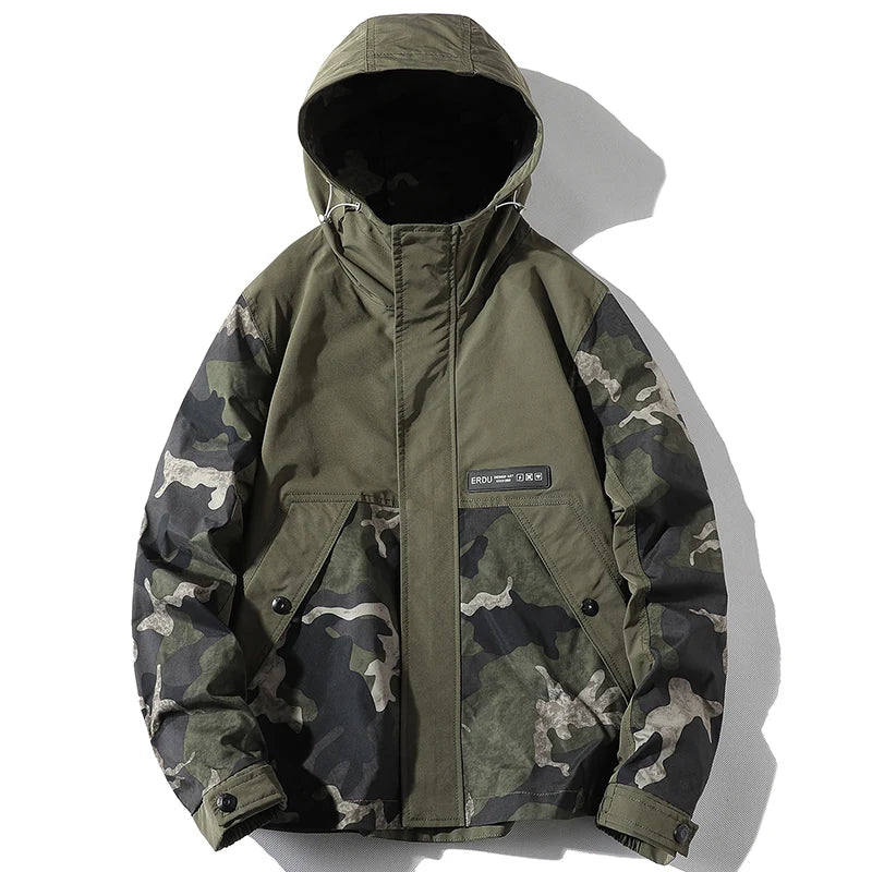 Men's Camo Bomber Jacket Oversized Hooded Style