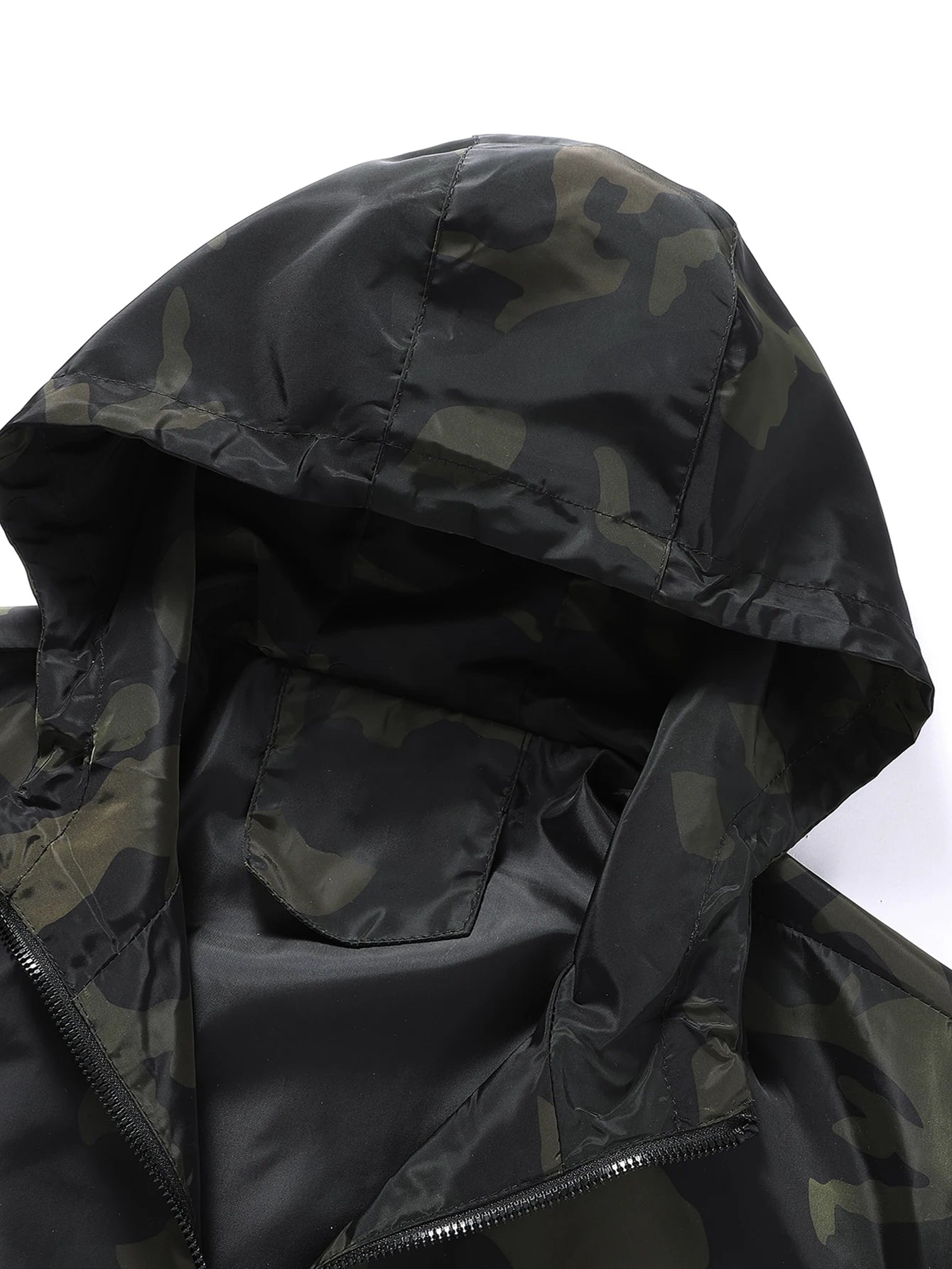 Men's Camo Windbreaker Jacket Hooded Streetwear Style