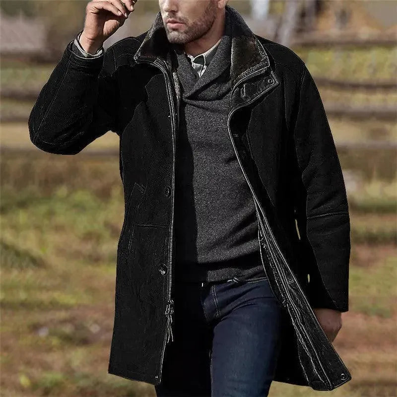 Men's Casual Overcoat Mid Length Zipper Style