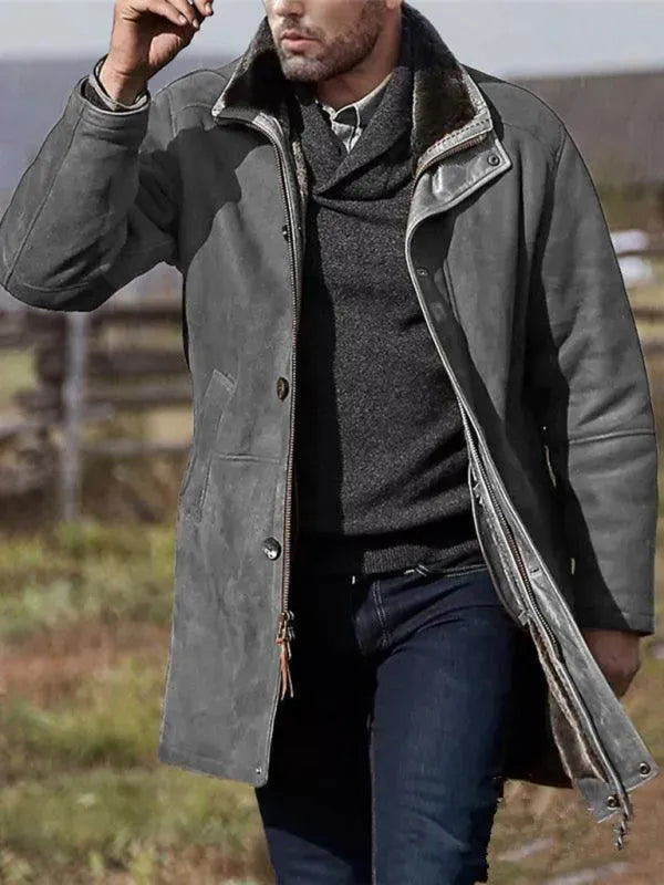 Men's Casual Overcoat Mid Length Zipper Style