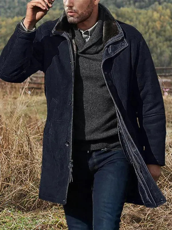 Men's Casual Overcoat Mid Length Zipper Style