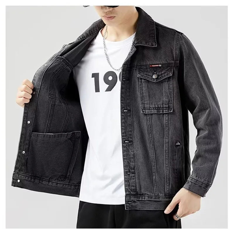 Men's Classic Denim Jacket Button Front Casual Style