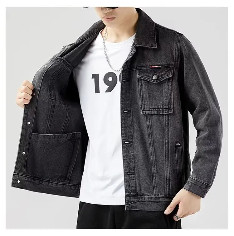 Men's Classic Denim Jacket Button Front Casual Style