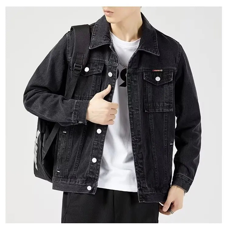 Men's Classic Denim Jacket Button Front Casual Style
