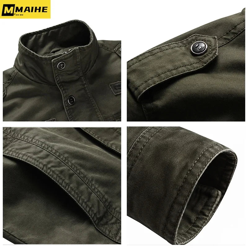 Men's Cotton Trucker Jacket Button Front Casual Style