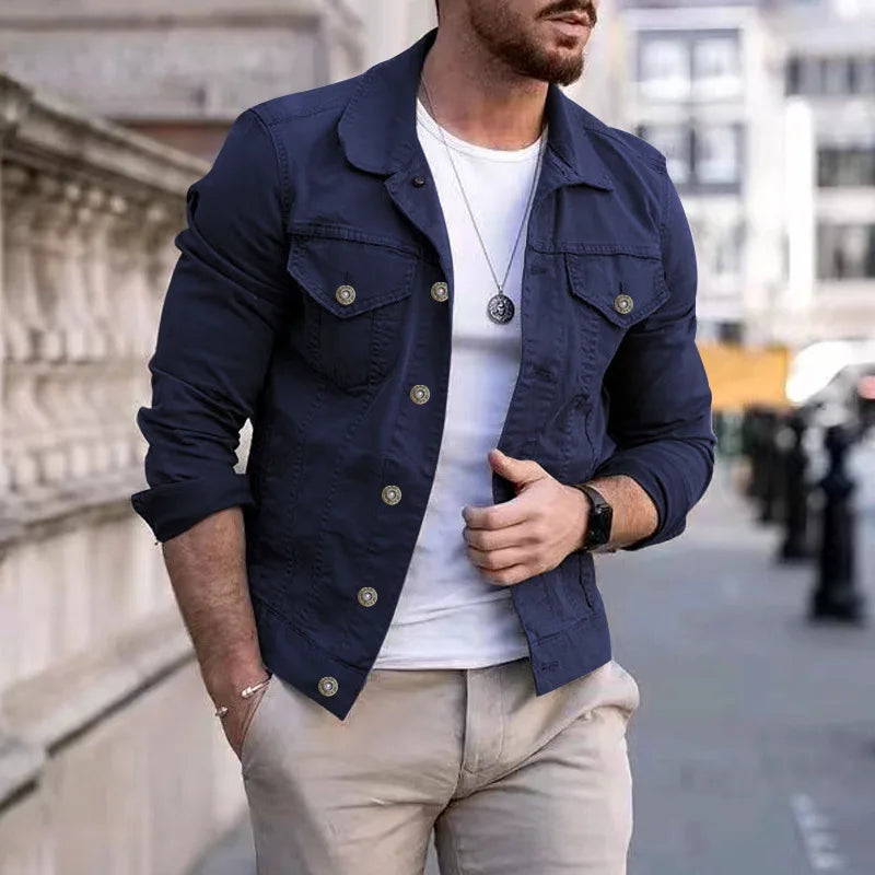 Men's Denim Trucker Jacket Slim Fit Classic Style