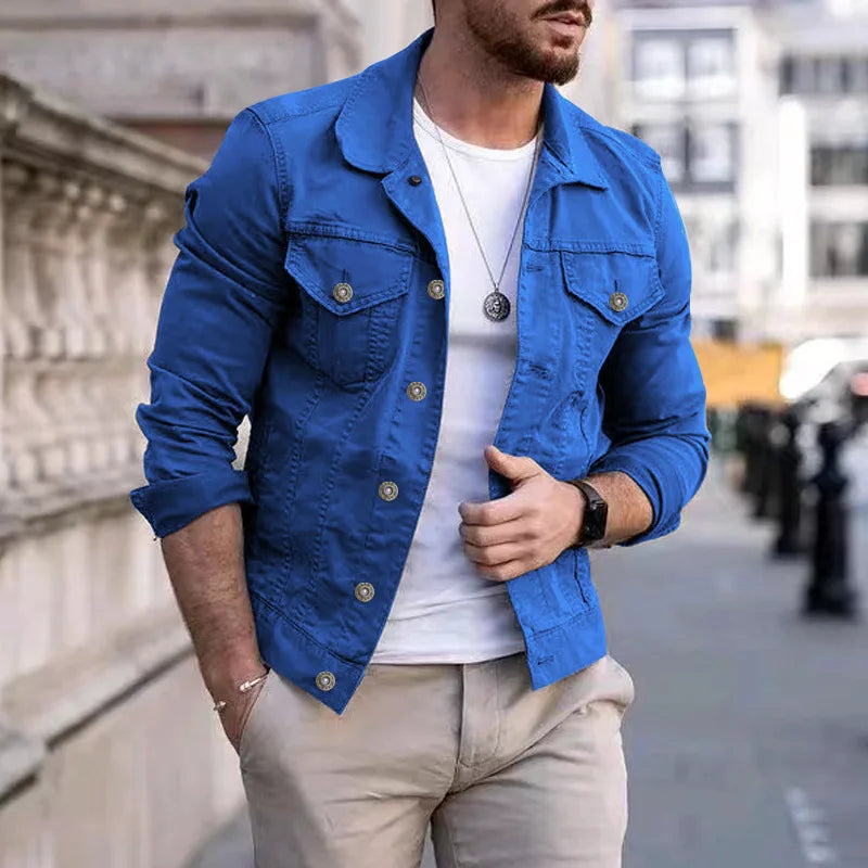 Men's Denim Trucker Jacket Slim Fit Classic Style