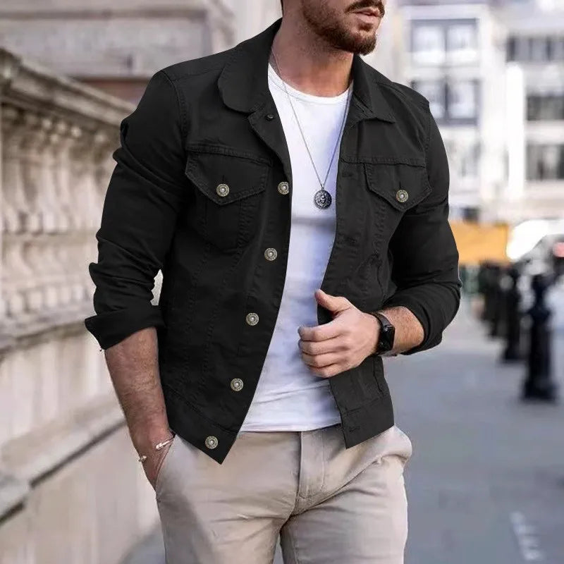 Men's Denim Trucker Jacket Slim Fit Classic Style