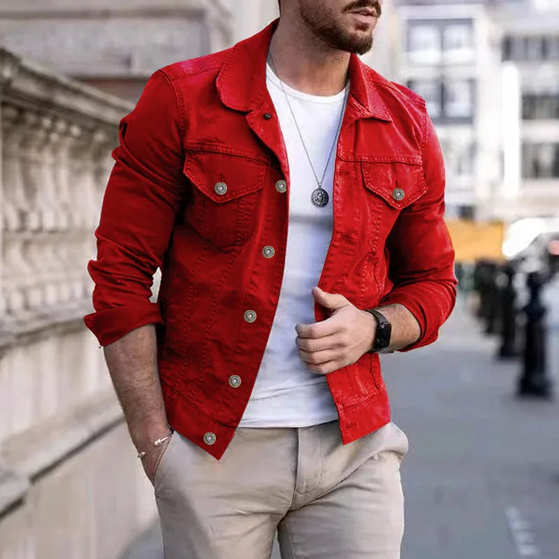 Men's Denim Trucker Jacket Slim Fit Classic Style