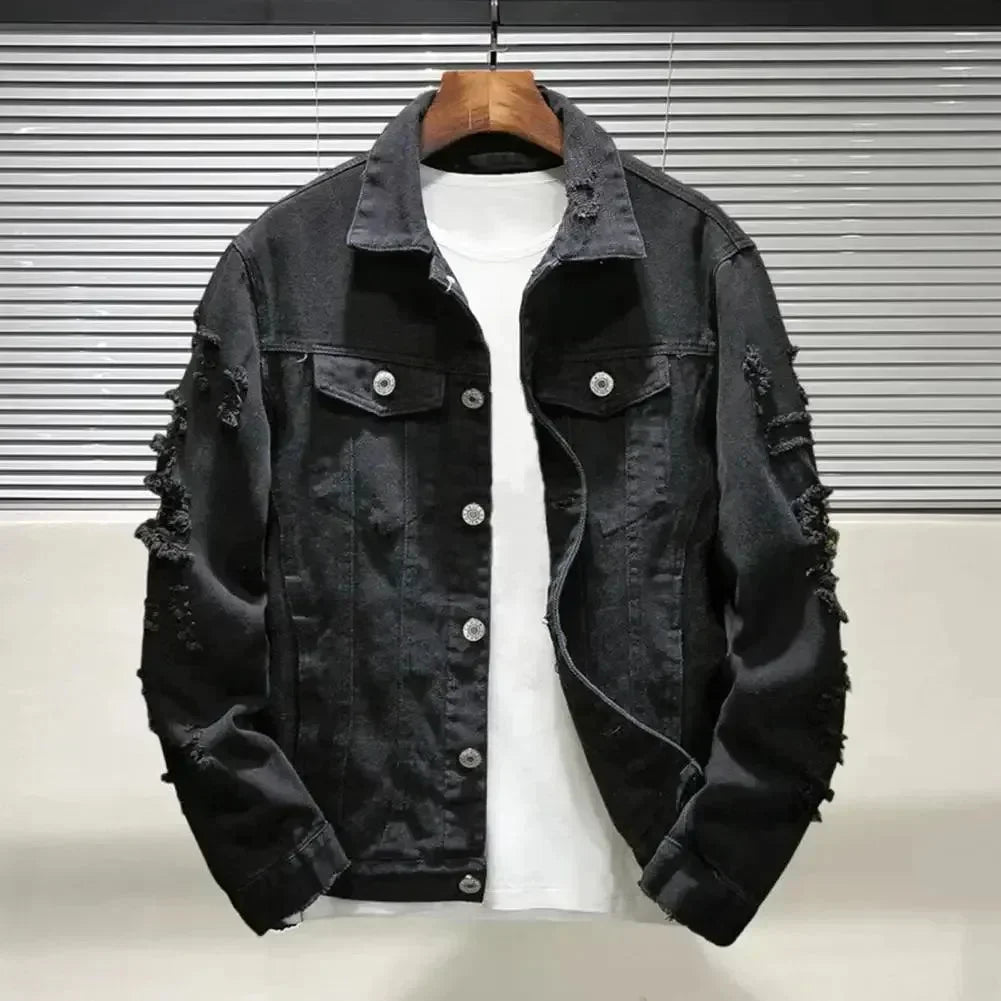 Men’s Denim Trucker Jacket Streetwear Style