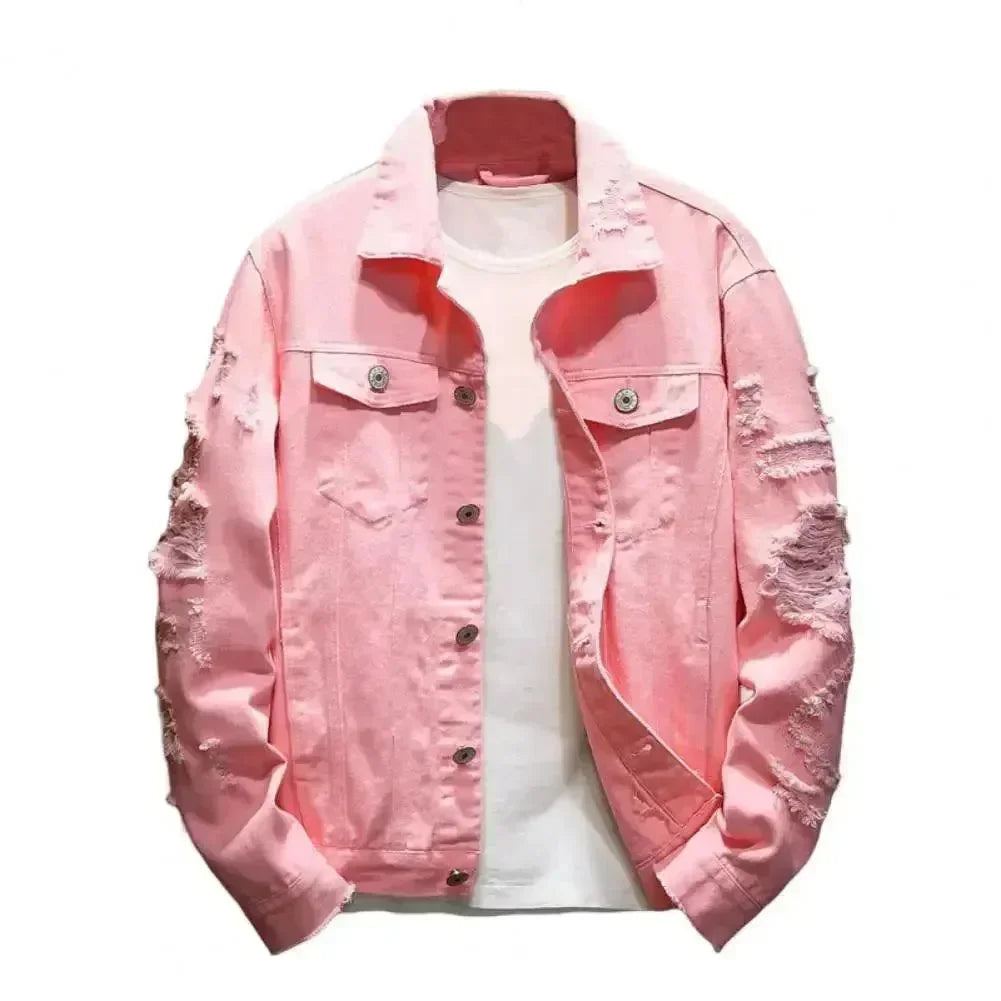 Men’s Denim Trucker Jacket Streetwear Style