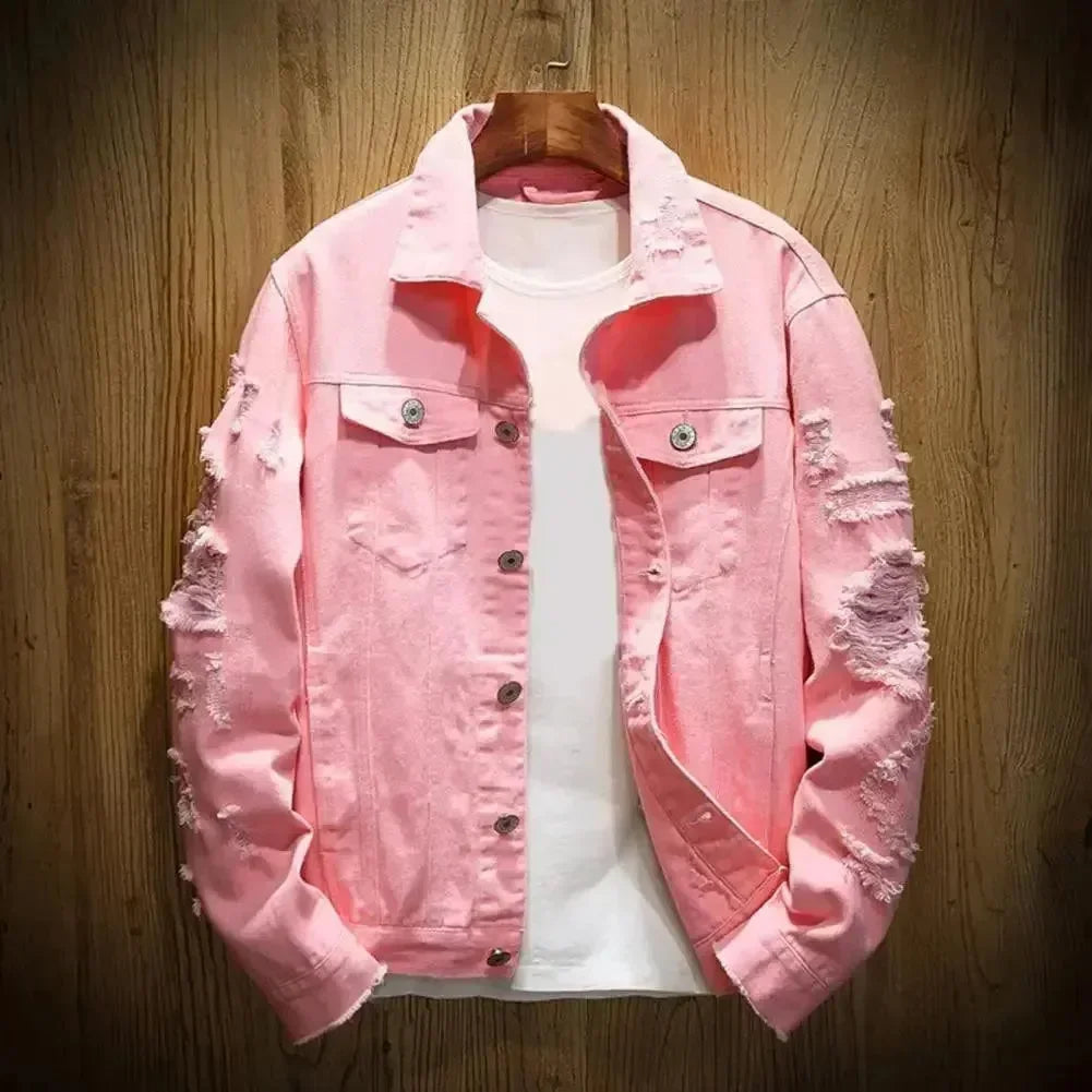Men’s Denim Trucker Jacket Streetwear Style