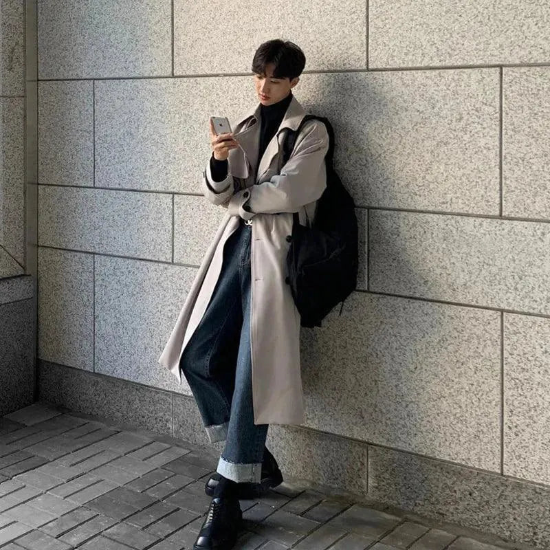 Men's Double Breasted Coat Longline Modern Style