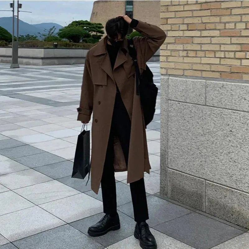 Men's Double Breasted Coat Longline Modern Style