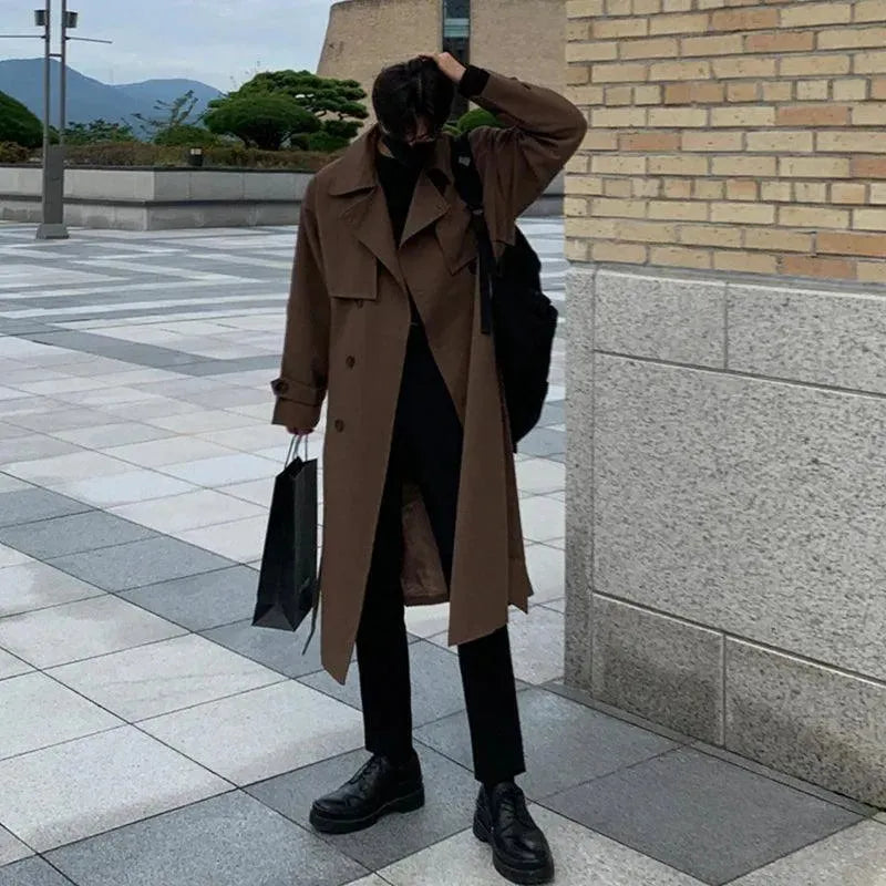 Men's Double Breasted Coat Longline Modern Style