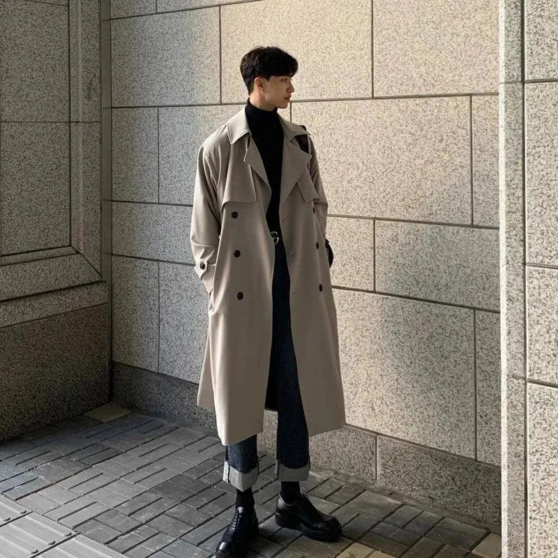 Men's Double Breasted Coat Longline Modern Style