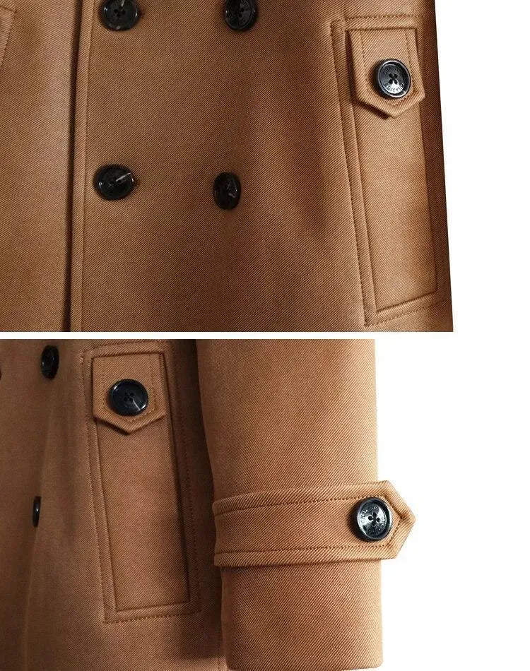 Men's Double Breasted Trench Coat Warm Classic Style