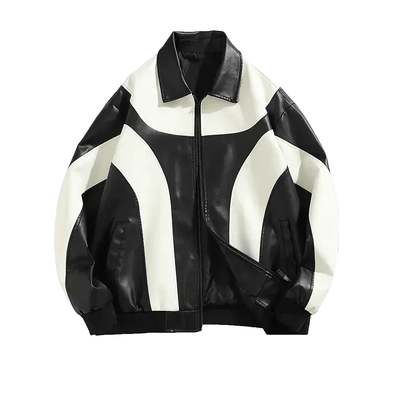 Men’s Faux Leather Bomber Jacket Padded Style