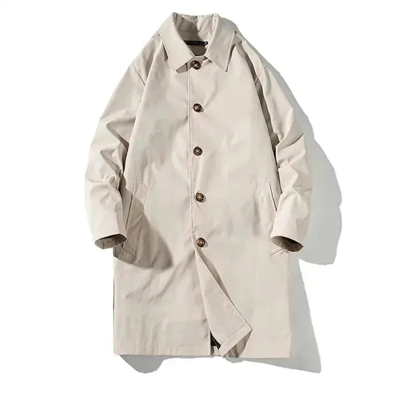 Men's Faux Leather Coat Longline Modern Style