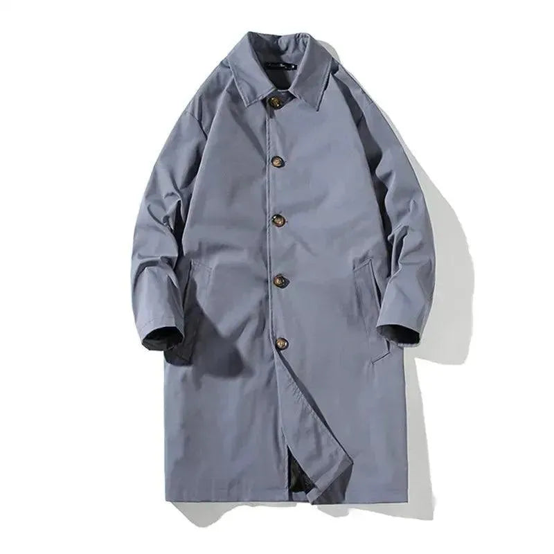 Men's Faux Leather Coat Longline Modern Style