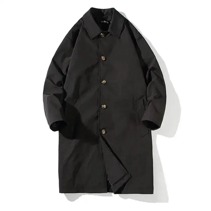 Men's Faux Leather Coat Longline Modern Style