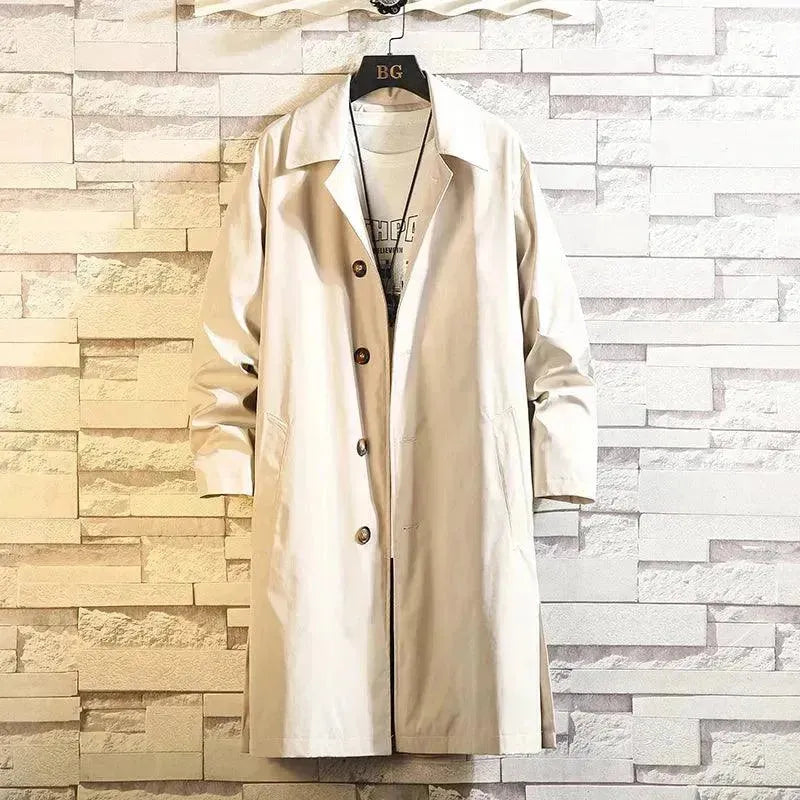 Men's Faux Leather Coat Longline Modern Style