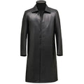 Men's Faux Leather Overcoat Long Regular Fit Style