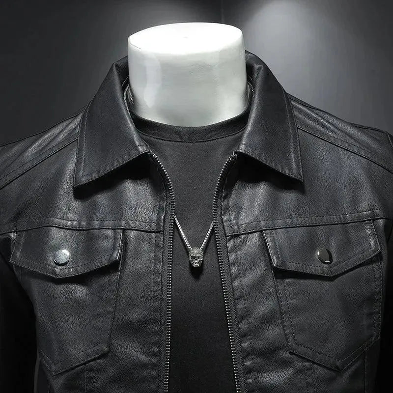 Men’s Faux Leather Trucker Jacket Casual Style