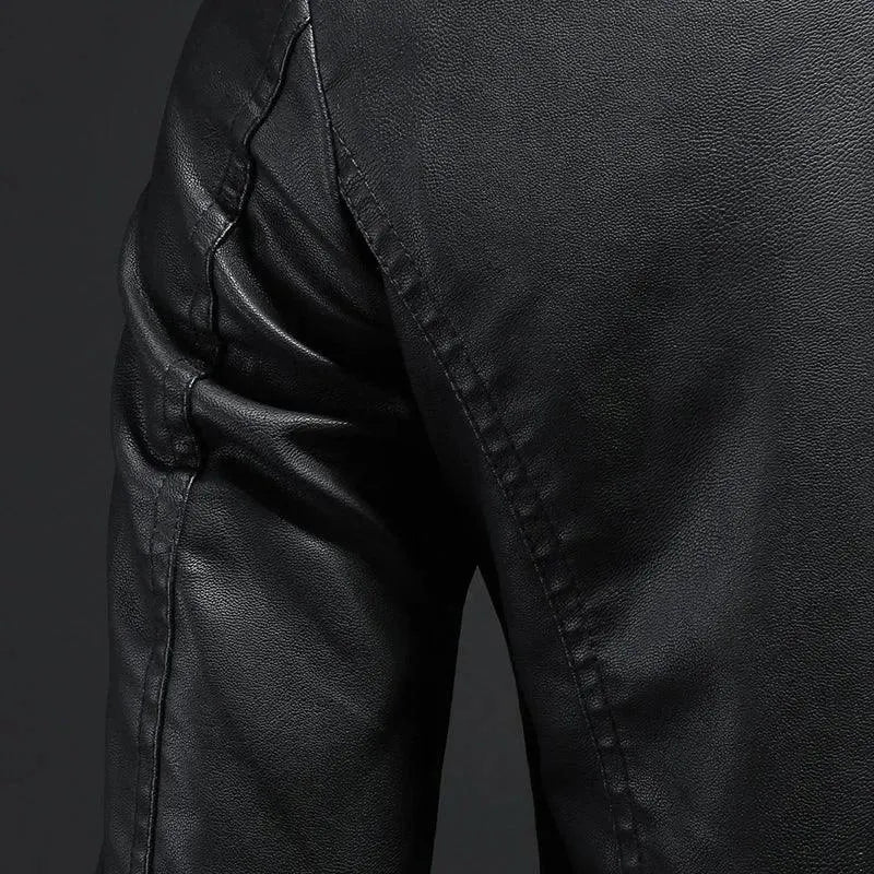 Men’s Faux Leather Trucker Jacket Casual Style