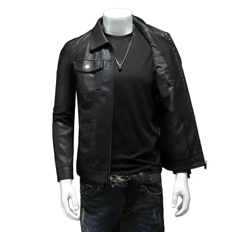 Men’s Faux Leather Trucker Jacket Casual Style