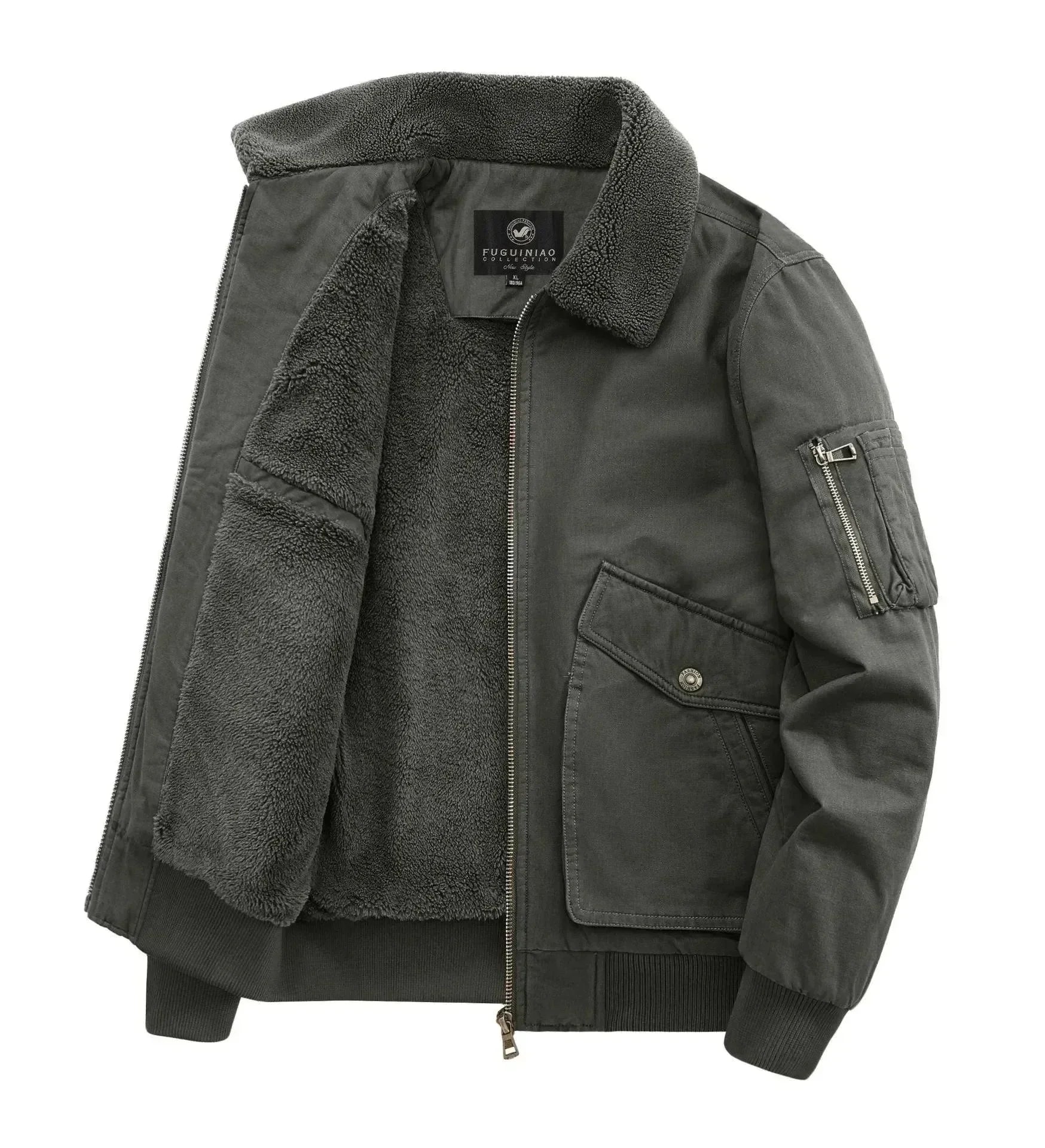 Men’s Fleece Bomber Jacket Warm Style