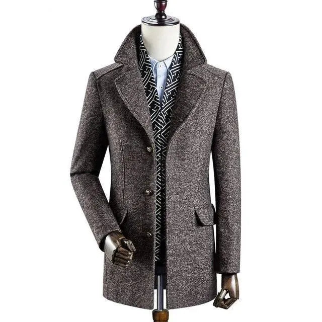 Men's Herringbone Overcoat Tailored Classic Style