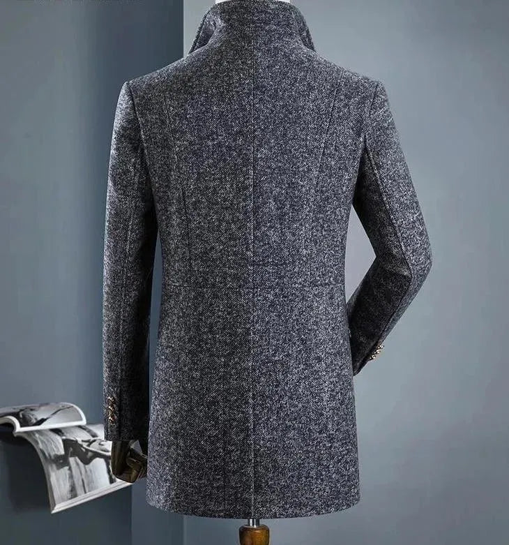 Men's Herringbone Overcoat Tailored Classic Style