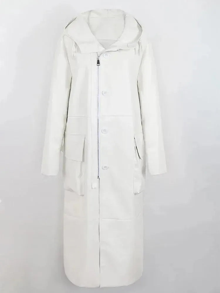 Men's Hooded Trench Coat Long Loose Fit Style