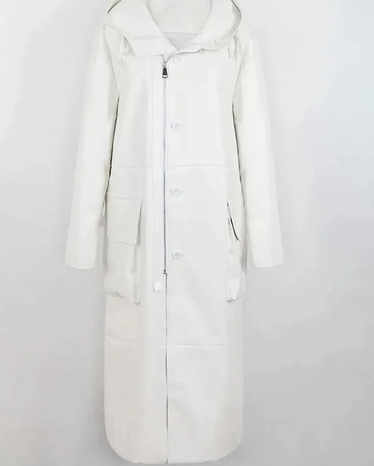 Men's Hooded Trench Coat Long Loose Fit Style