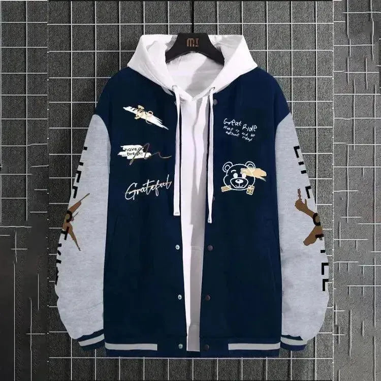 Men’s Hooded Varsity Jacket Casual Style