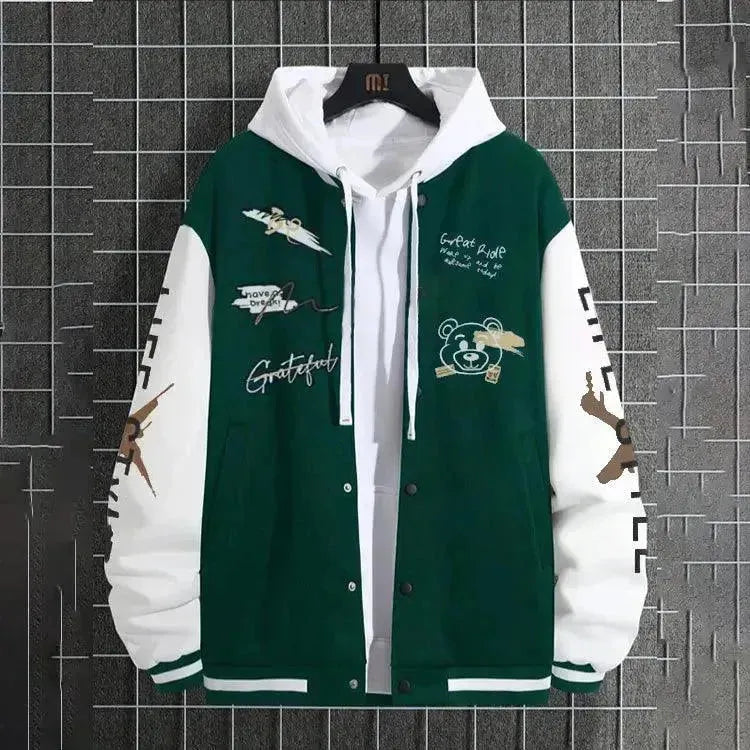 Men’s Hooded Varsity Jacket Casual Style