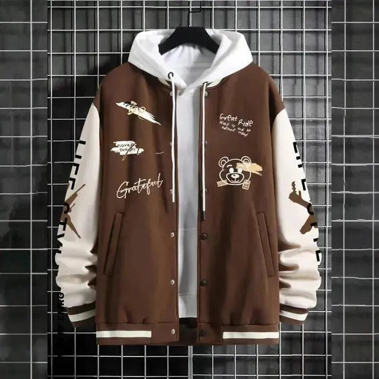 Men’s Hooded Varsity Jacket Casual Style